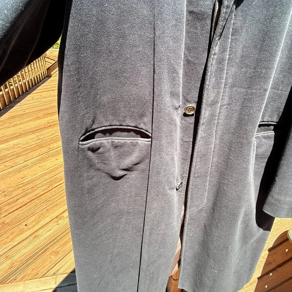 Vintage Banana Republic Men's Navy Button-Down Chestfield Coat